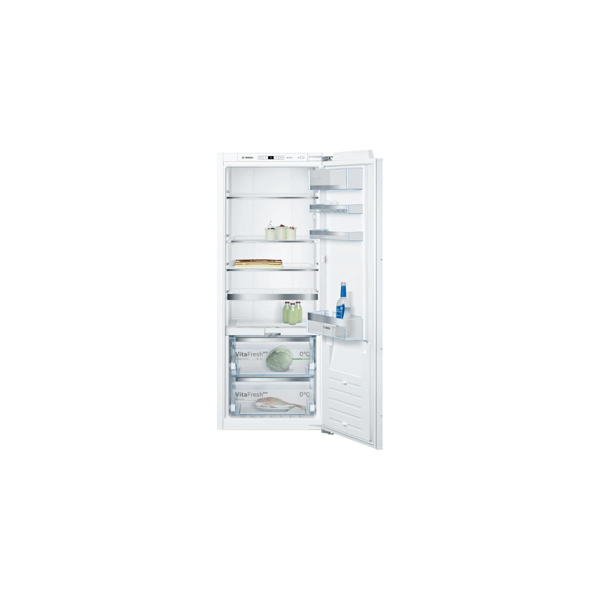 Bosch KIL42VFE0 Serie 4, Einbau-Kühlschrank mit Gefrierfach, 122 x 56 cm, Made in Germany, 172 L Kühlen & 15 L Gefrieren, Flachscharnier, FreshSense - für konstante Innentemperatur, Multibox XXL, LED