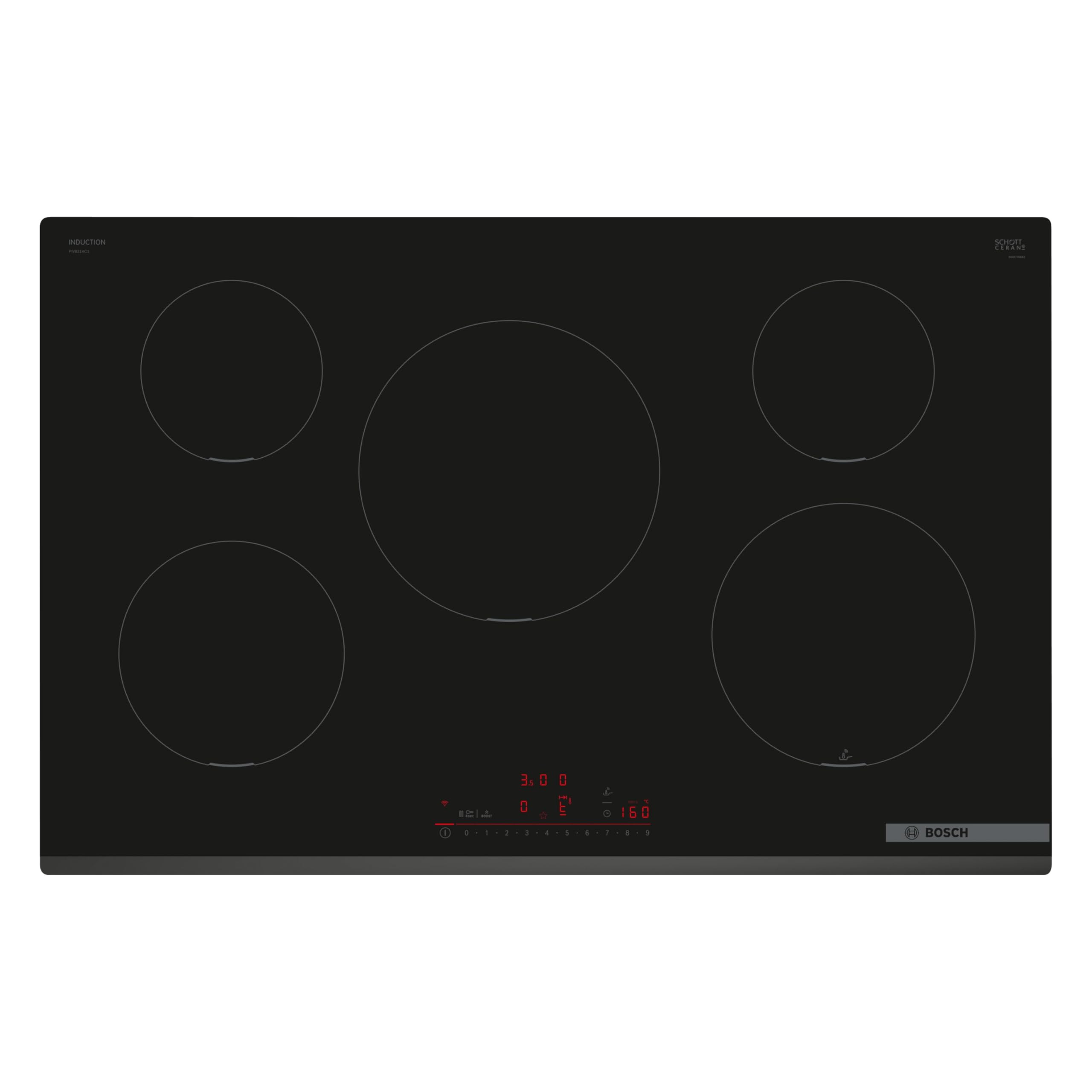 Bosch PXX675DC1E Serie 8 Induktionskochfeld (autark), 60 cm breit, FlexInduction Kochzonen verbinden, MoveMode voreingestellte Leistungsstufen, Bratsensor, PowerBoost schnelleres Kochen, Schwarz