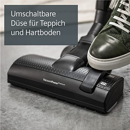 Siemens Staubsauger mit Beutel Q5.0 extreme silencePower VSQ5X1230, ideal für Allergiker, Hygiene-Filter, starke Saugleistung, Bodendüse für Parkett, Teppich, Fliesen, langes Kabel, 850 W, schwarz