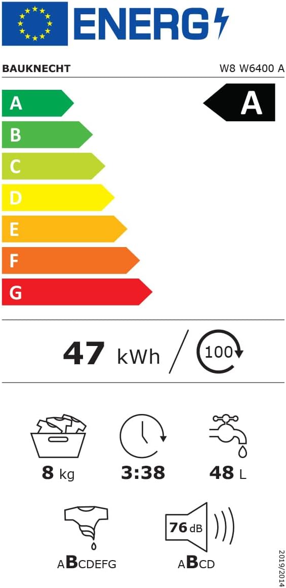 Bauknecht W8 W6400 A Waschmaschine/ 8kg/ Frontlader/Digital Motion-Technologie/AutoClean/Anti-Allergie-Programm/ 1400 U/min, weiß
