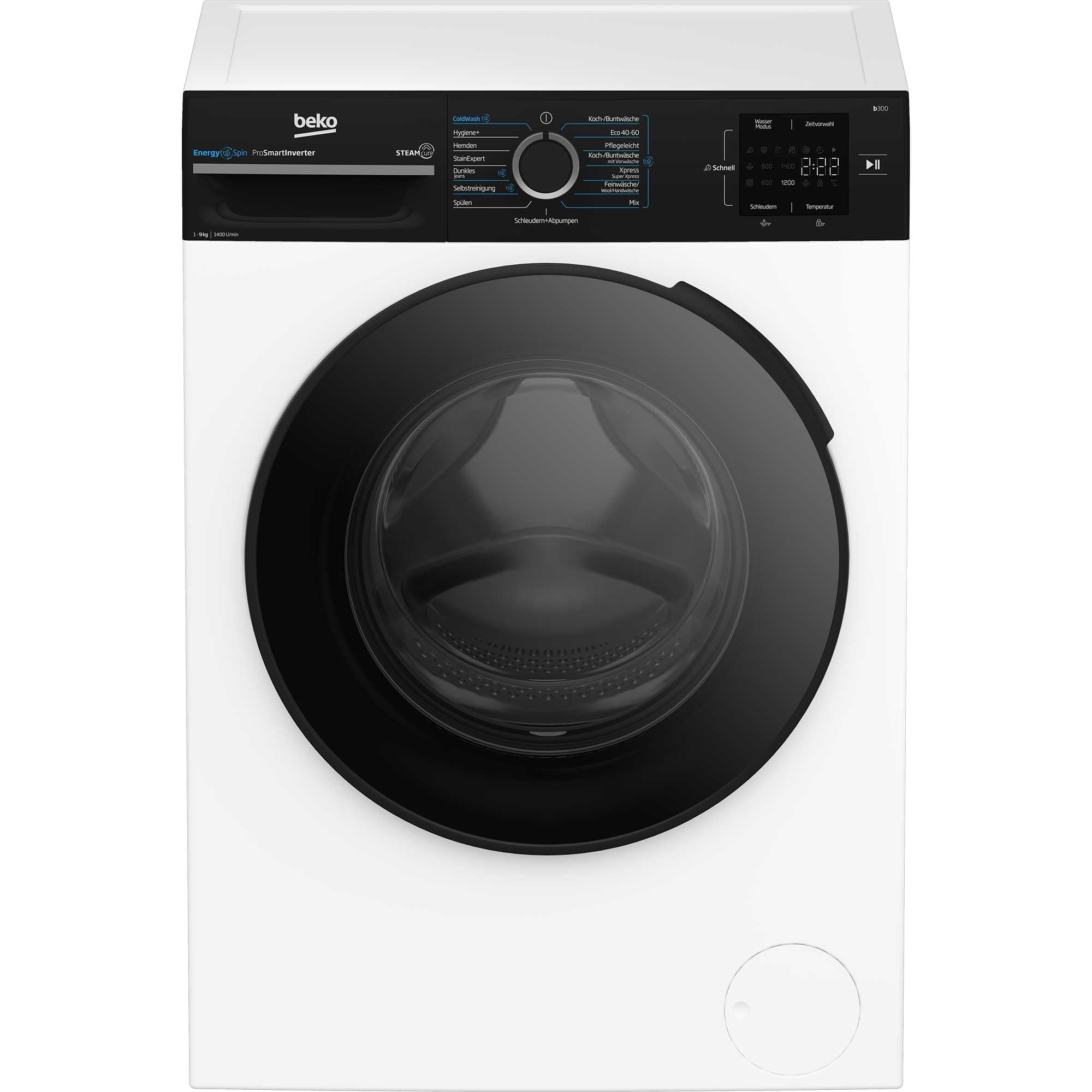 Beko BM3WFOE841PSA freistehende Waschmaschine, Waschvollautomat, 8 kg, Schleuderwahl 1400 U/min, AddXtra, SteamCure, Coldwash Wasser-& Zeitersparnis, Weiß