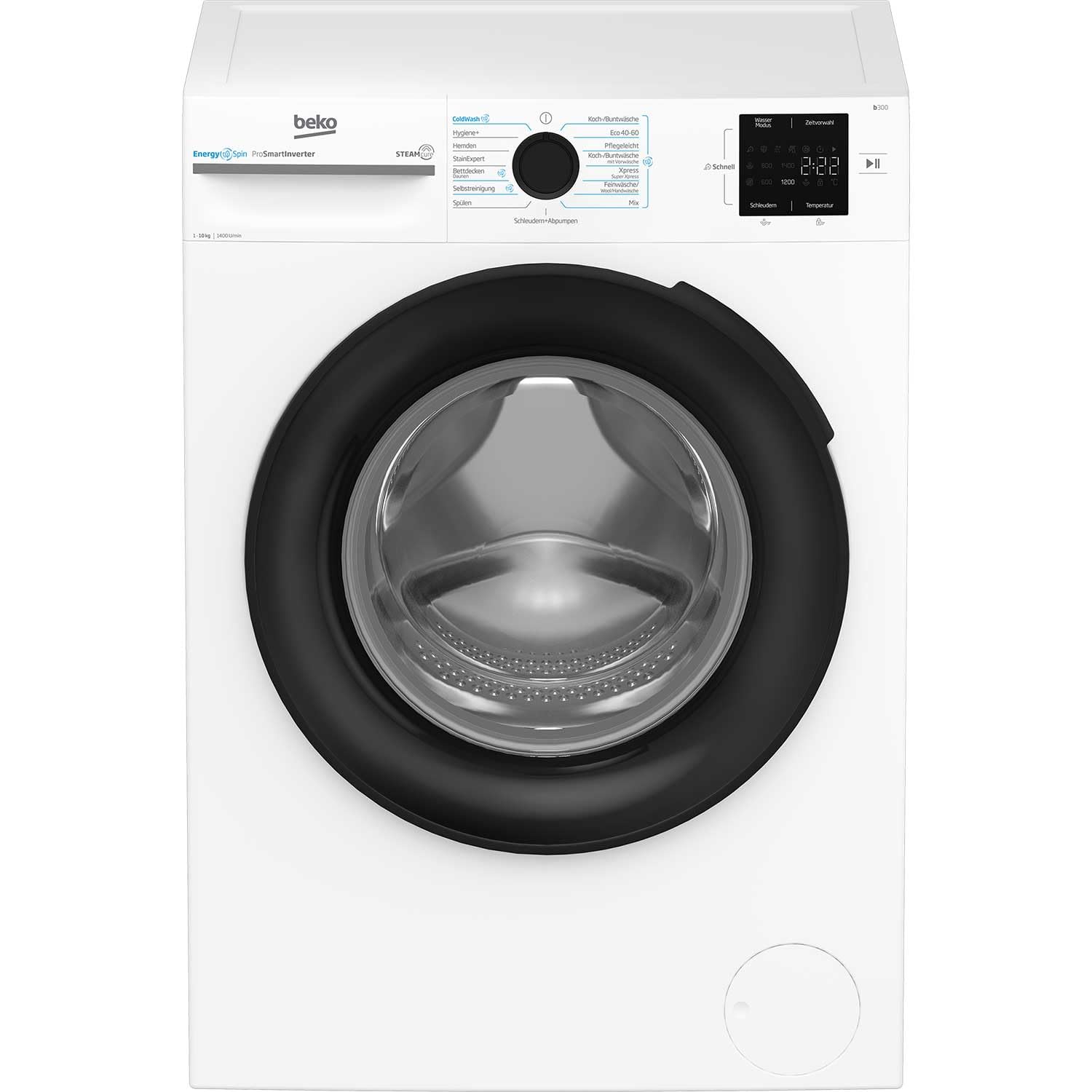 Beko BM3WFU3941X freistehende Waschmaschine, Waschvollautomat, 9 kg, EnergySpin, Schleuderwahl 1400 U/min, Hygiene+ allergikergeeignet, Coldwash Wasser-& Zeitersparnis, Weiß