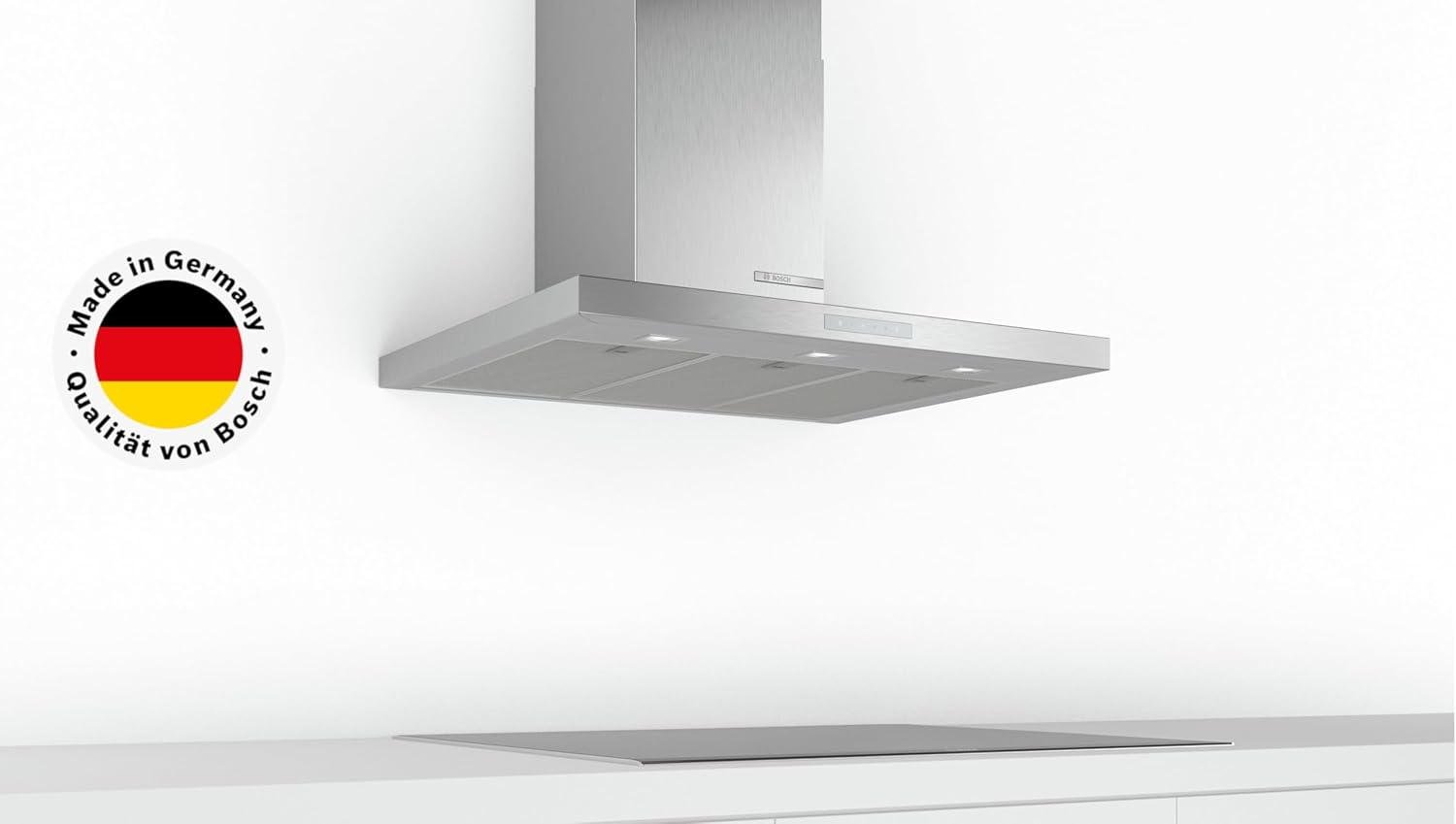 Bosch DWB97CM50 Serie 6 Wandesse, 90 cm breit, Um- & Abluft, Made in Germany, EcoSilence Drive leiser und effizienter Motor, LED-Beleuchtung gleichmäßige Ausleuchtung, DirectSelect intuitive Bedienung