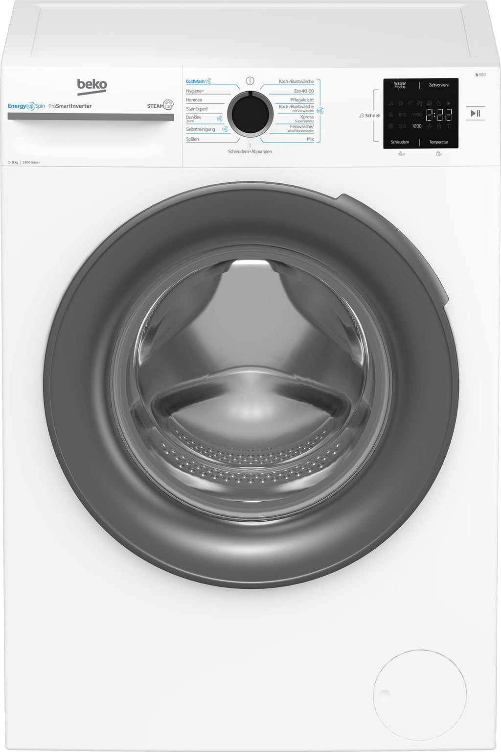 Beko BM3WFOE841PSA freistehende Waschmaschine, Waschvollautomat, 8 kg, Schleuderwahl 1400 U/min, AddXtra, SteamCure, Coldwash Wasser-& Zeitersparnis, Weiß