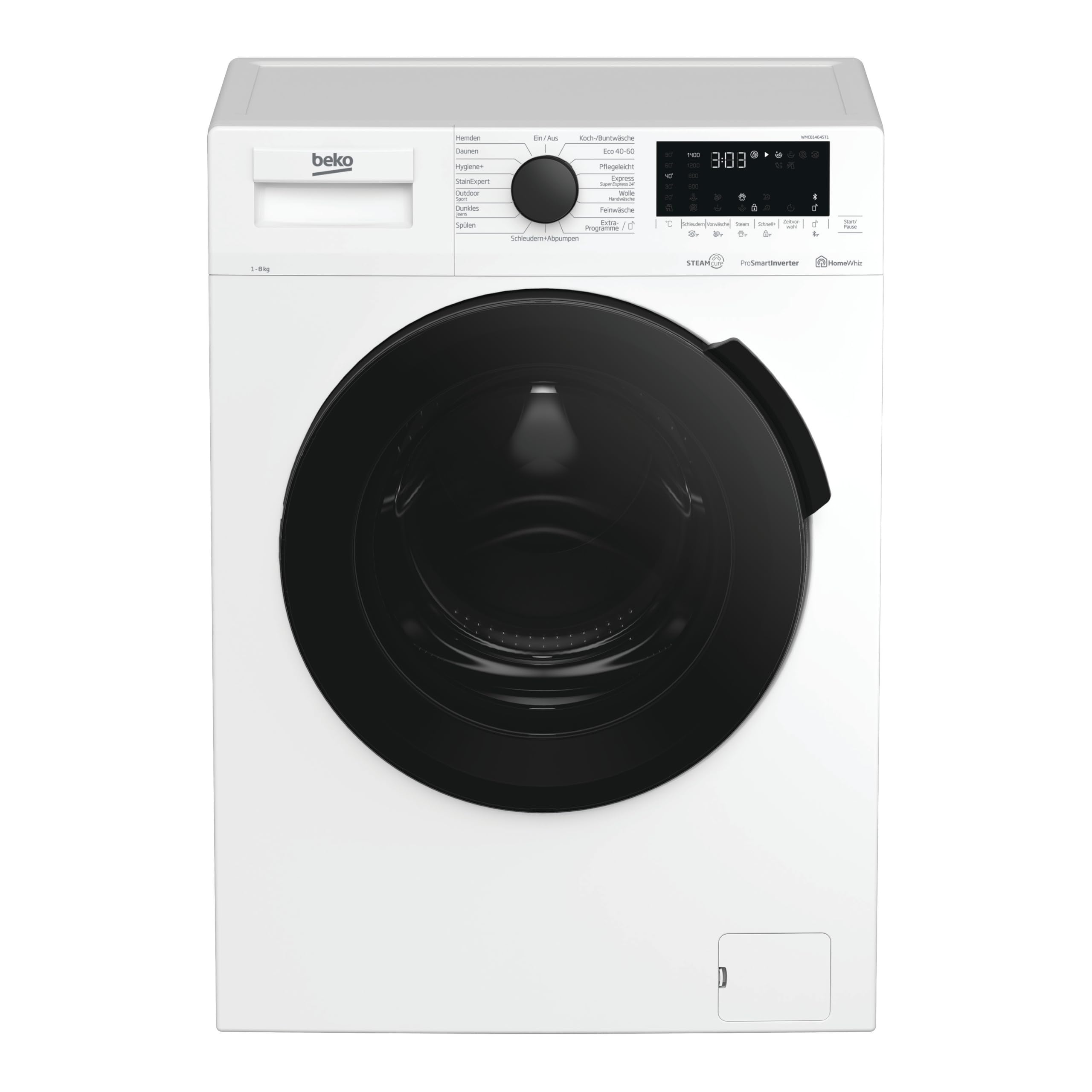 Beko BM3WFOE841PSA freistehende Waschmaschine, Waschvollautomat, 8 kg, Schleuderwahl 1400 U/min, AddXtra, SteamCure, Coldwash Wasser-& Zeitersparnis, Weiß