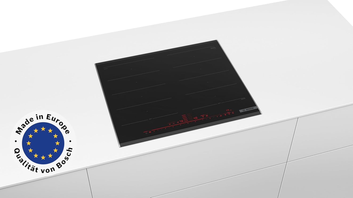 Bosch PXX675DC1E Serie 8 Induktionskochfeld (autark), 60 cm breit, FlexInduction Kochzonen verbinden, MoveMode voreingestellte Leistungsstufen, Bratsensor, PowerBoost schnelleres Kochen, Schwarz