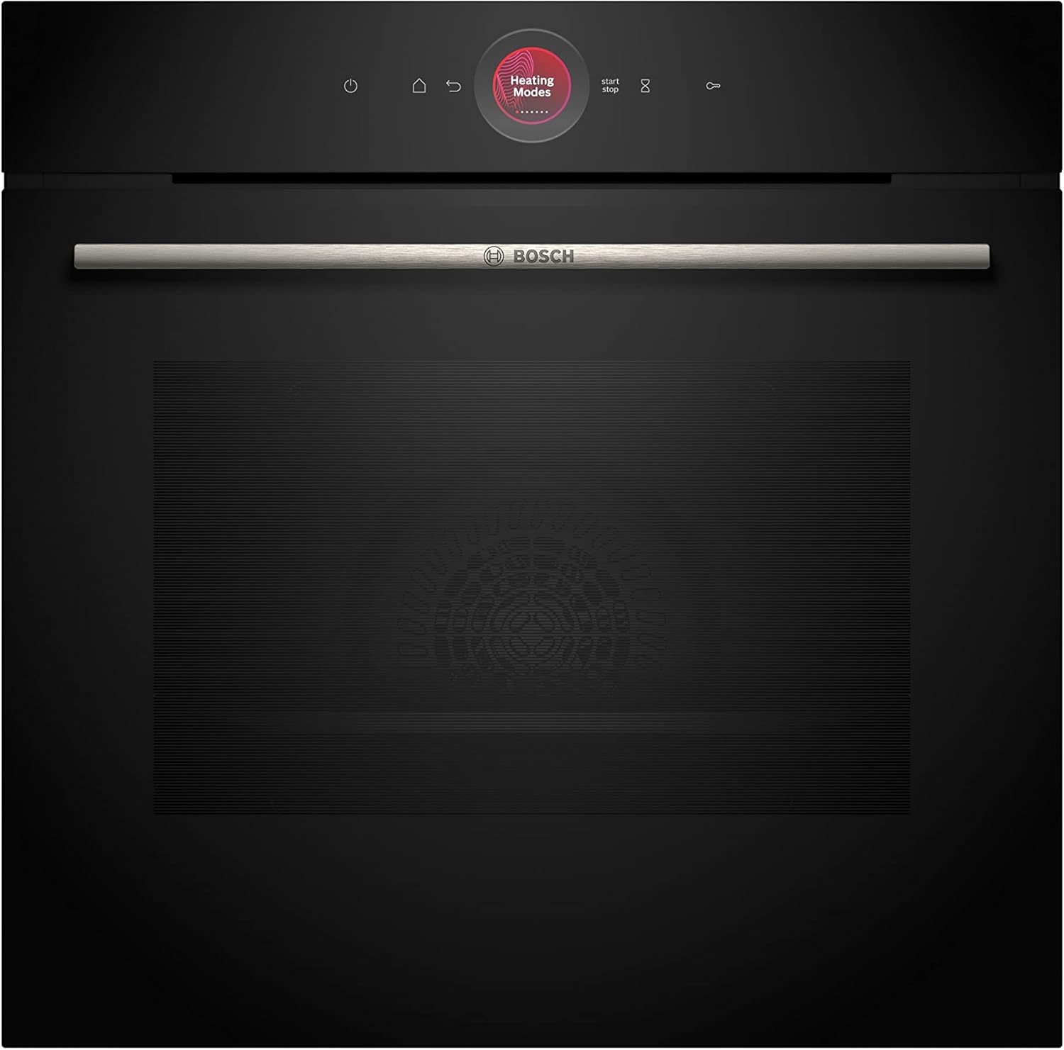 Bosch HBG7741B1, Serie 8 Smarter Einbau-Backofen, 60 x 60 cm, Made in Germany, Schwarz, Pyrolyse & Hydrolyse Selbstreinigung, Air Fry, Back Assist, 4D Heißluft, Farb-Touchscreen & Bedienring