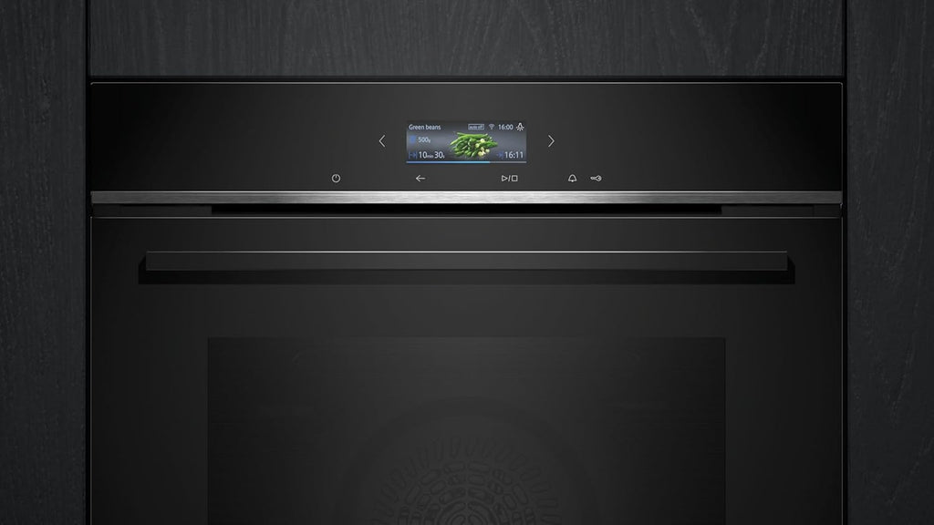 Siemens HB774G1B1, Stiftung Warentest Testsieger*, iQ700 Smarter Einbau-Backofen 60x60 cm, Made in Germany, activeClean Pyrolyse & humidClean Hydrolyse, Air Fry, Automatikprogramme, Touchscreen
