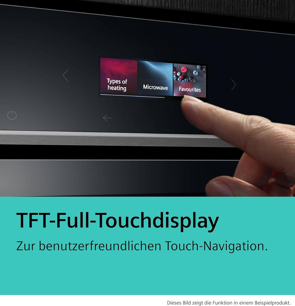Siemens HB774G1B1, Stiftung Warentest Testsieger*, iQ700 Smarter Einbau-Backofen 60x60 cm, Made in Germany, activeClean Pyrolyse & humidClean Hydrolyse, Air Fry, Automatikprogramme, Touchscreen