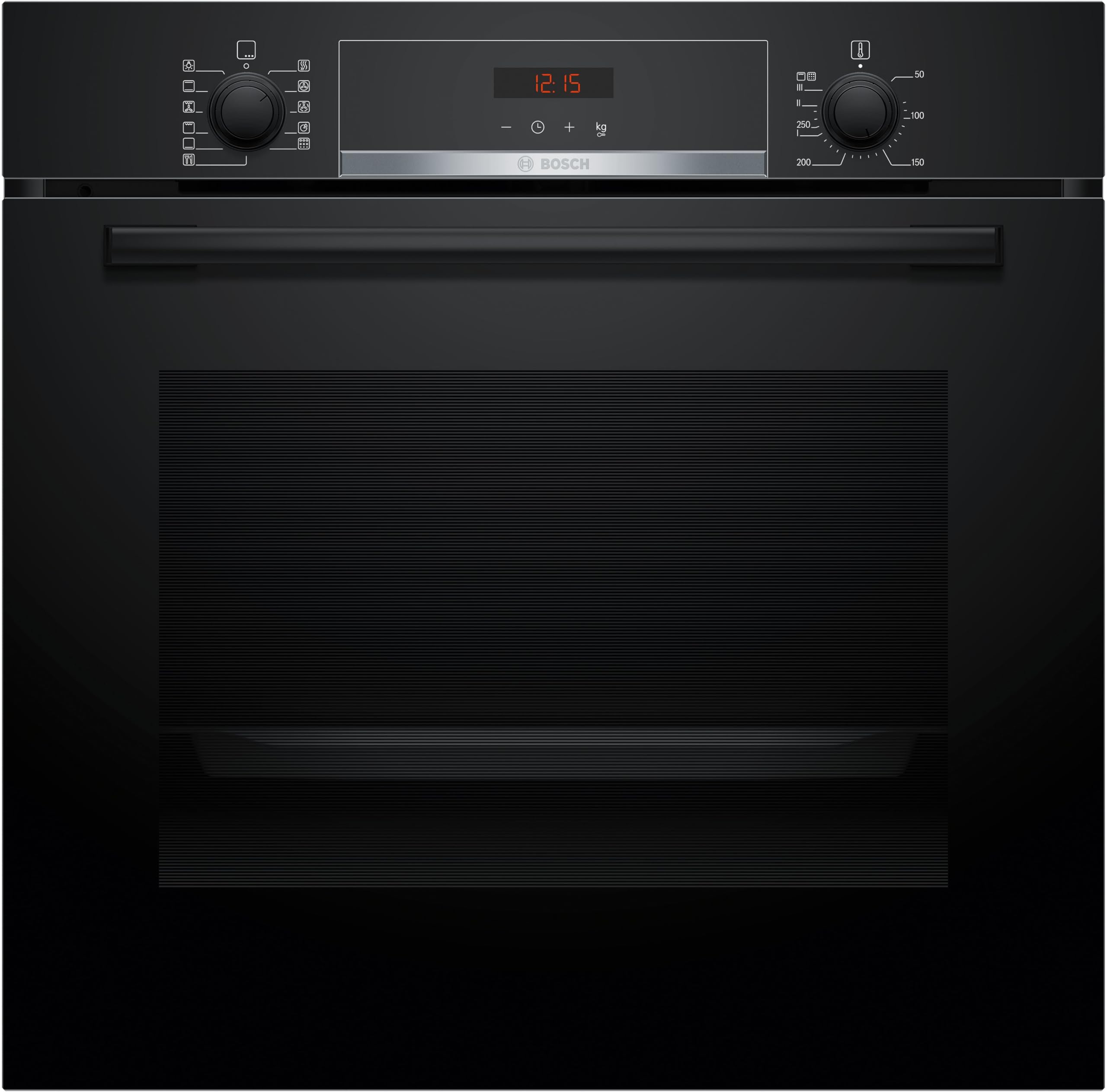 Bosch HBG7741B1, Serie 8 Smarter Einbau-Backofen, 60 x 60 cm, Made in Germany, Schwarz, Pyrolyse & Hydrolyse Selbstreinigung, Air Fry, Back Assist, 4D Heißluft, Farb-Touchscreen & Bedienring