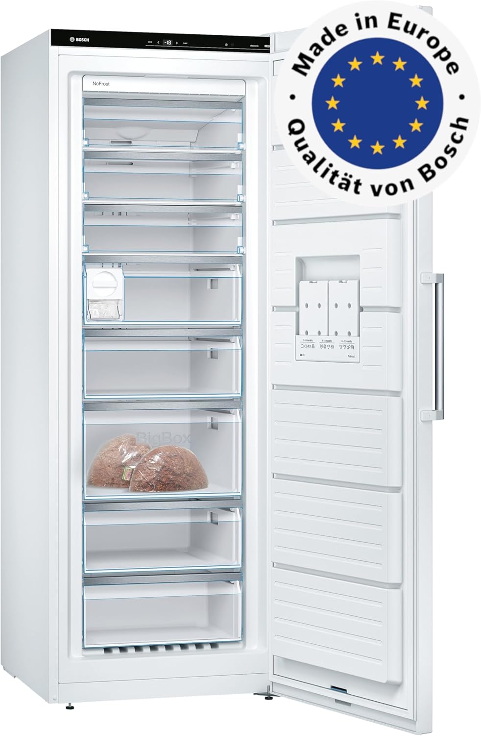 Bosch GSN58AWCV Serie 6 XXL-Gefrierschrank, 191 x 70 cm extra breit, 365 L, NoFrost nie wieder abtauen, LED-Beleuchtung gleichmäßige Ausleuchtung, BigBox Platz für großes Gefriergut