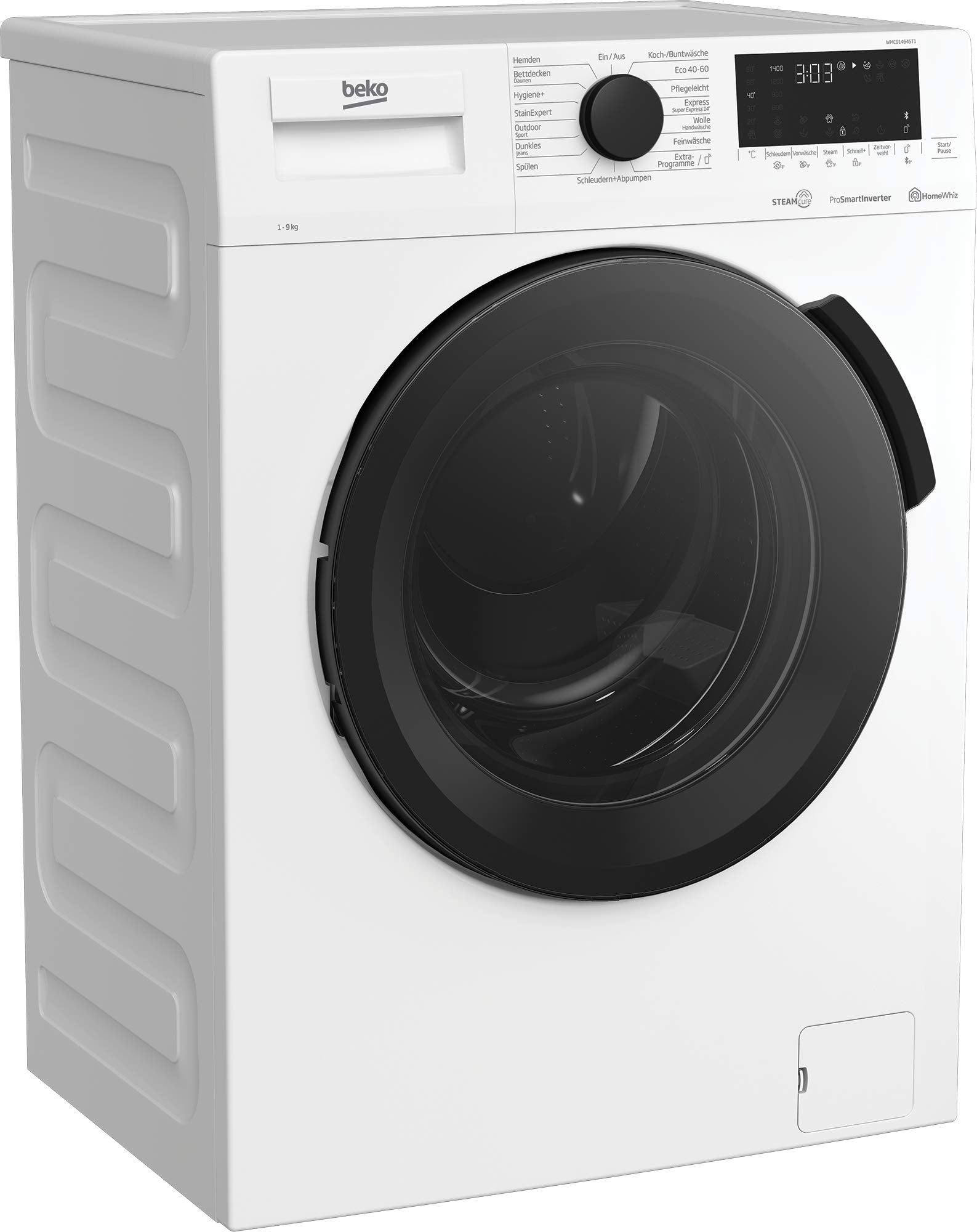 Beko BM3WFOE841PSA freistehende Waschmaschine, Waschvollautomat, 8 kg, Schleuderwahl 1400 U/min, AddXtra, SteamCure, Coldwash Wasser-& Zeitersparnis, Weiß