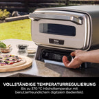 Ninja Artisan Outdoor-Pizzaofen und Heißluftfritteuse, 4 Funktionen: Pizza, Air Fry, Bake, Prove, 5 Pizzaeinst., mit 30 cm Pizzastein, Pizzaschale, Backblech, Heißluft-Fritteusen-Korb, Grau MO201EU